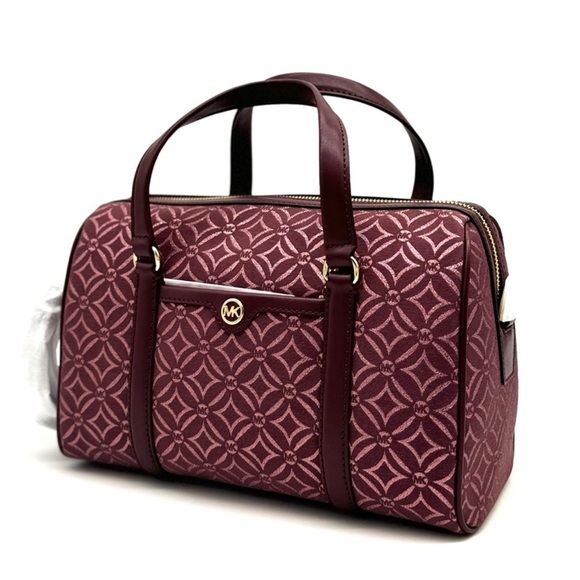 Michael Kors Medium Travel Duffle Satchel Bag Ox Blood Multi - Picture 2 of 11